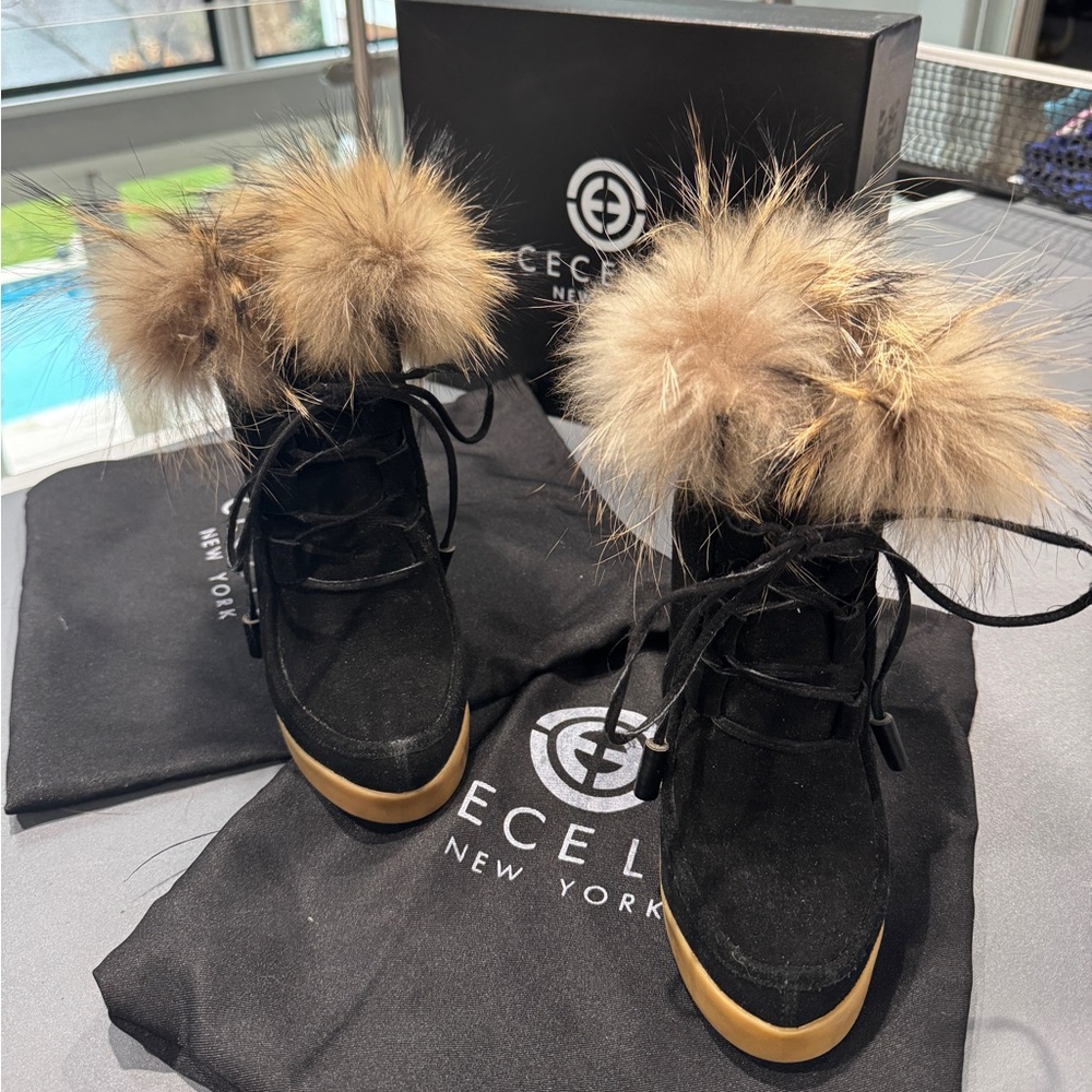 Cecelia New York boots with fox fur